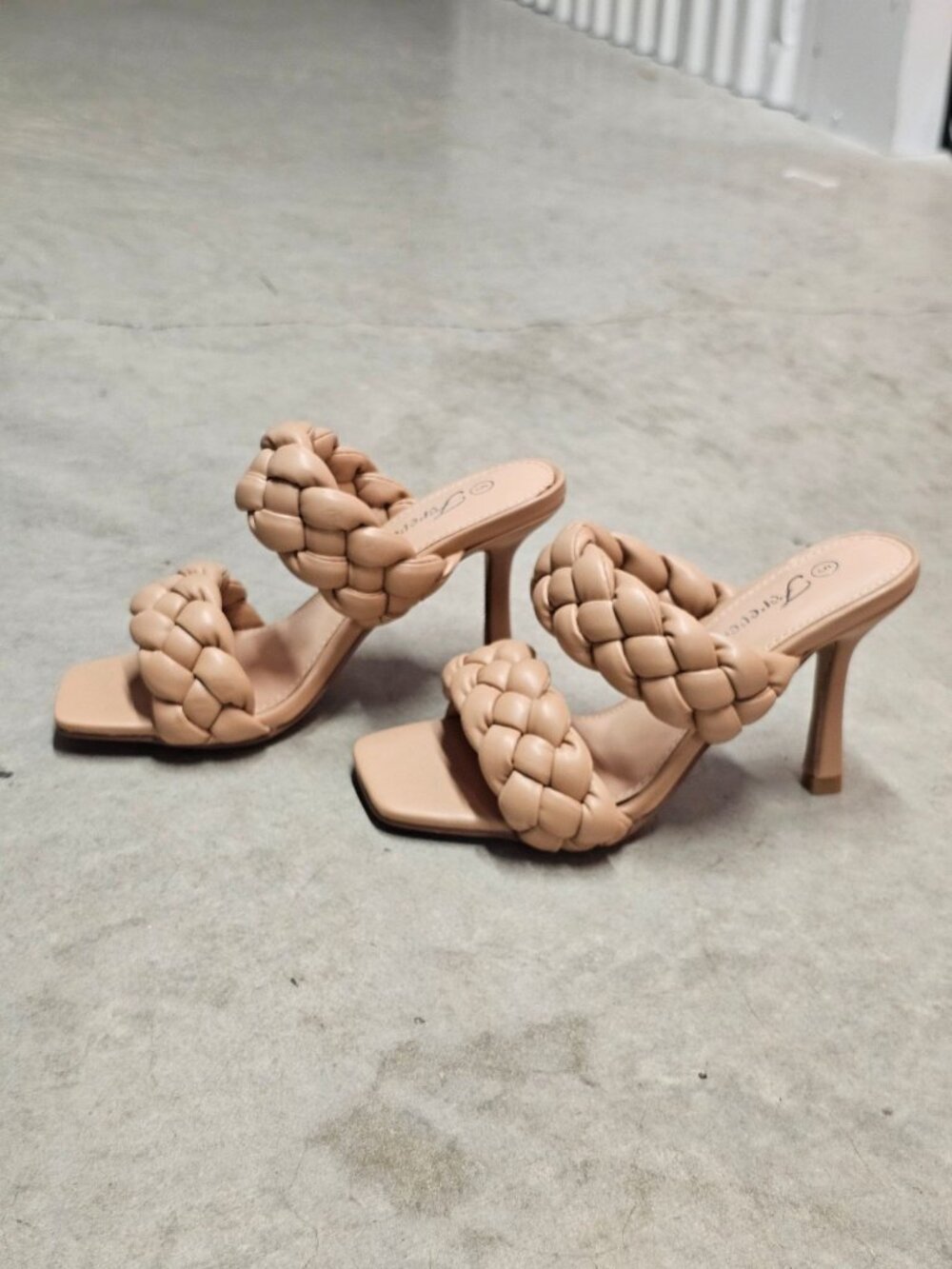 Braided Faux Leather High Heel Sandals - Nude Beige Chic & Elegant Design For Wo - Picture 14 of 16